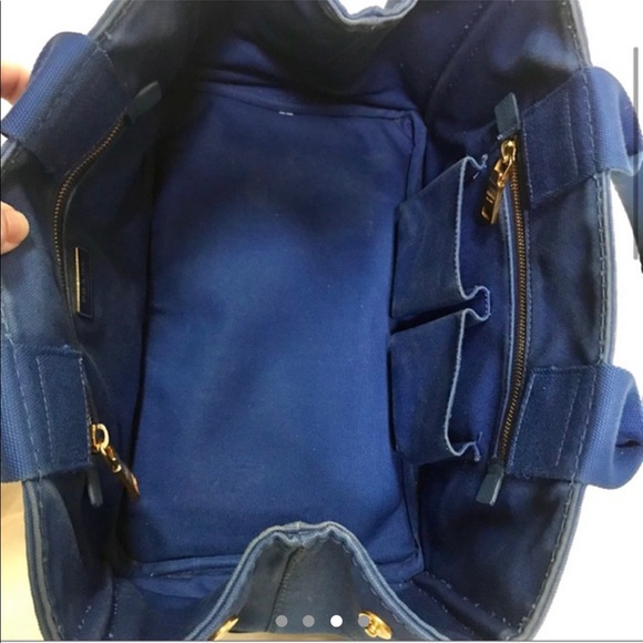 Prada Blue Canvas Tote Bag - Picture 2 of 15